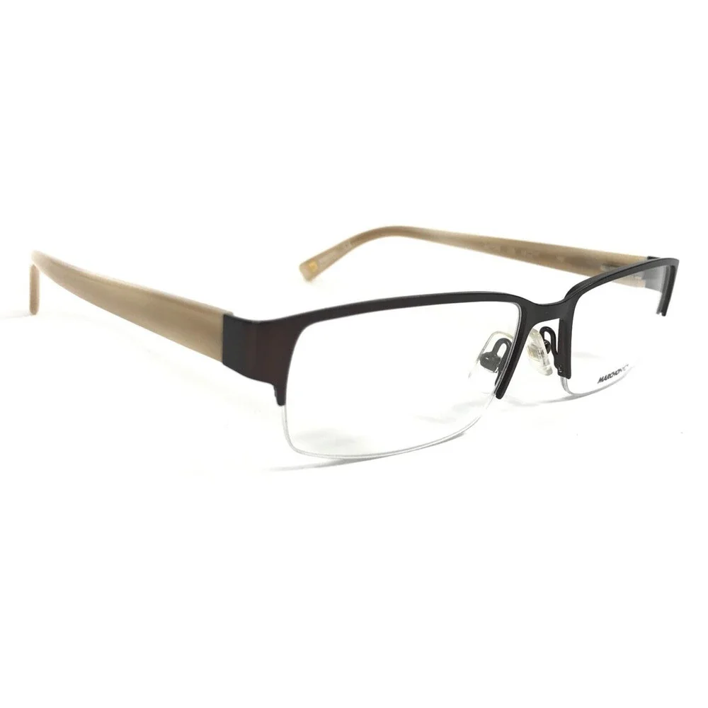 Marchon NYC Eyeglasses Frames SUTTON 210 Satin Brown Horn Half Rim 53-17-140